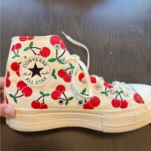 Converse Cherry Pattern High-Tops - Red and White